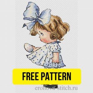 Egg for You - Free Cross Stitch Pattern Easter Hollydays Girl