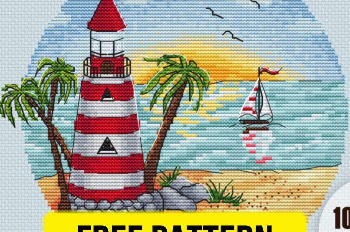 “Lighthouse Sea” – free cross stitch pattern