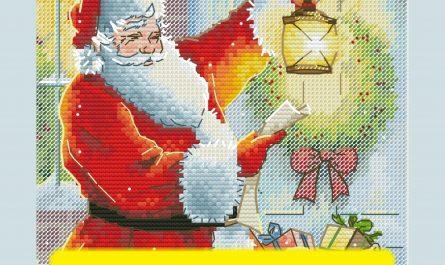 Santa and Lantern - Free Cross Stitch Christmas Pattern PDF