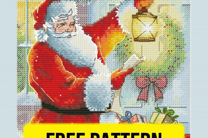 “Santa with a lantern” – free cross stitch pattern