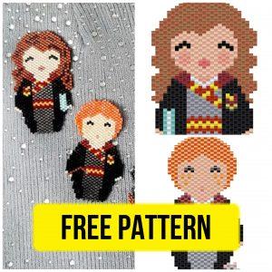 Harry Potter - Free Beading Pattern Characters Hermione Ron