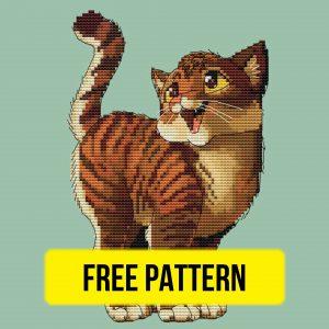 Cat - Free Cross Stitch Pattern Animals Design Needlework