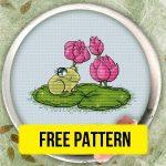 Frog in Love - Free Cross Stitch Pattern Easy Small Design