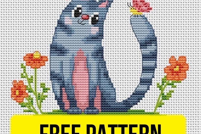 “Spring cat” – free cross stitch pattern