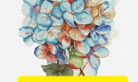 Blue Watercolor - Free Cross Stitch Pattern Flowers Designs