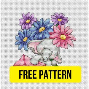 Elephant - Free Cross Stitch Pattern Design Animals Kids