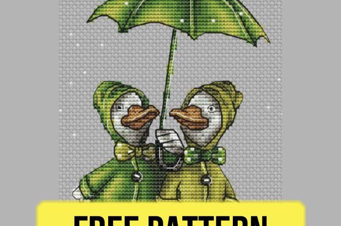 “In the rain” – free cross stitch pattern