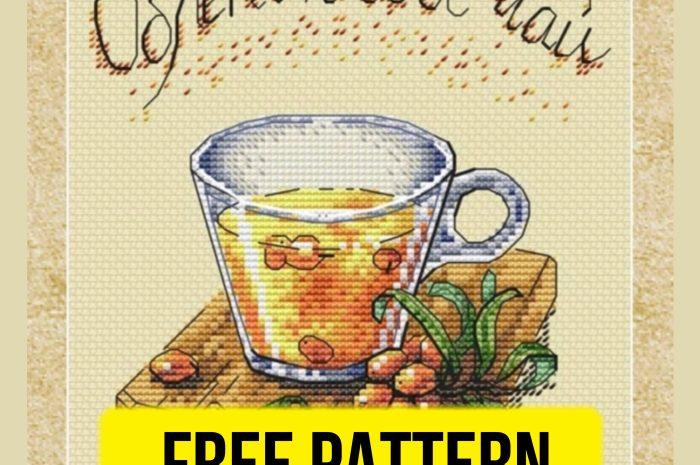 “Sea-buckthorn tea” – free cross stitch pattern
