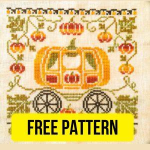 Free cross stitch pattern with pumpkin carriage designed by Galina Egorenkova.