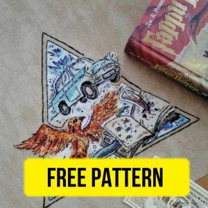 Free cross stitch pattern with Harry Potter and secret room designed by Anastasia Eremeeva.