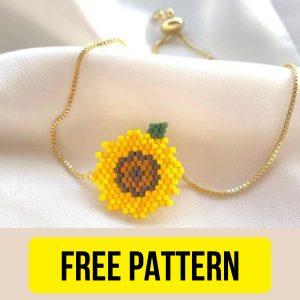 Free beading jewellery pattern with a sunflower design. Use it to create any item you want.