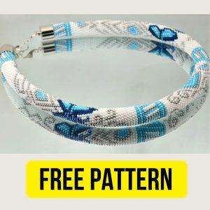 Free beading bracelet pattern with butterfly design.