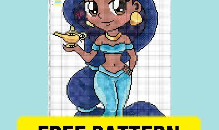 Free cross stitch pattern with Jasmine character.