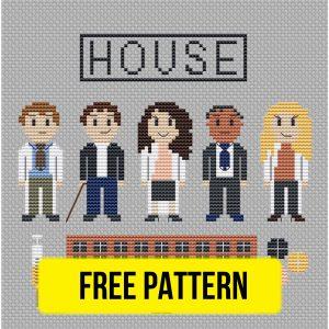 Free cross stitch pattern with a famous character Doctor House designed by Anastasia Vetrenko.