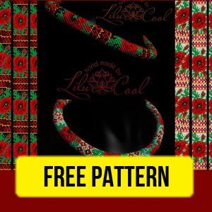 Free beading bracelet pattern with red poppies design.