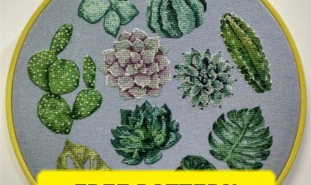 Free cross stitch pattern with succulent designed by Yulia Birukova.