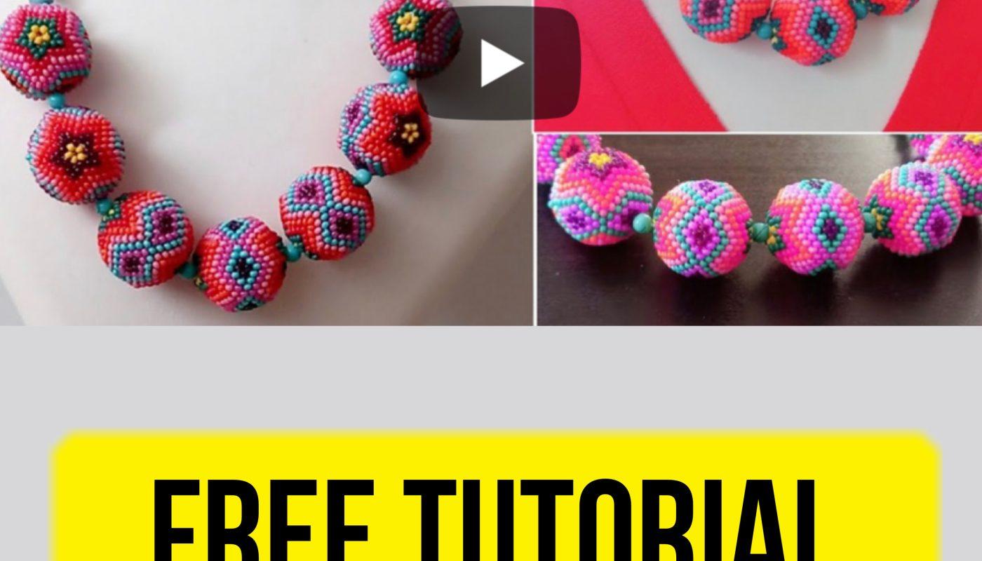 Free beading tutorial how to create beautiful DIY necklace with large beads. Use them to create a gift.