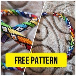 Free beading bracelet pattern with rainbow design.