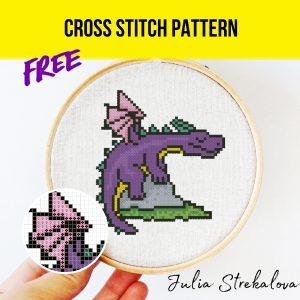 Free cross stitch pattern with a sleeping dragon designed by Julia Strekalova.