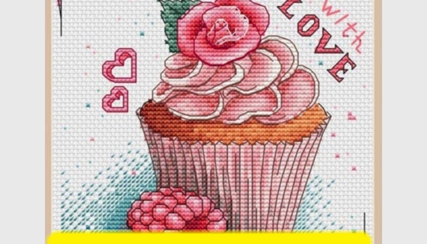 Free cross stitch pattern with a lovely cake designed by Tascha Volk.