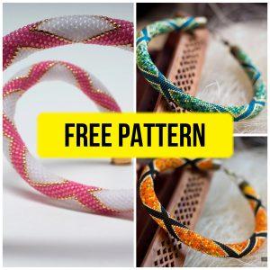 Free beading bracelet pattern with rhomb lines design.