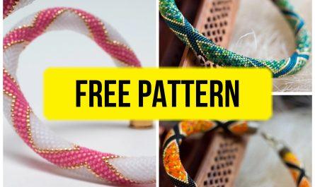 Free beading bracelet pattern with rhomb lines design.