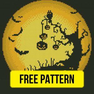 Free cross stitch pattern with a Halloween plot designed by Julia Strekalova.