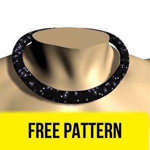 Free beading necklace pattern with starry design.