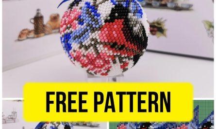 Free beading pattern with winter bird ball design.