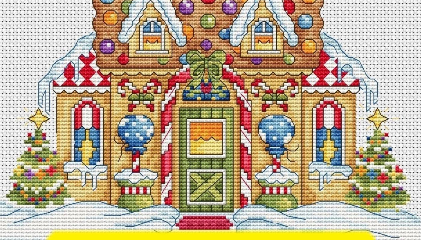 Free cross stitch pattern with a New Year house designed by Natalia Rybalchenko.