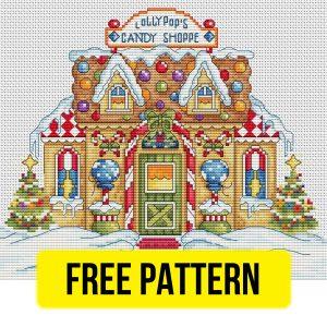 Free cross stitch pattern with a New Year house designed by Natalia Rybalchenko.