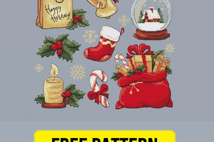“Christmas stickers” – free cross stitch pattern