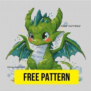 Free cross stitch pattern with a magic dragon designed by Anastasia Usova.