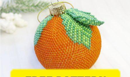 Free beading ball pattern with tangerine design by Elena Pegasova.