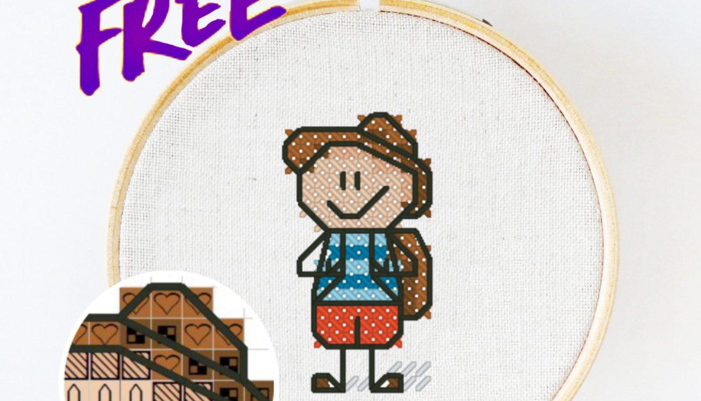 Free cross stitch pattern with a small and easy traveler designed by Julia Strekalova.
