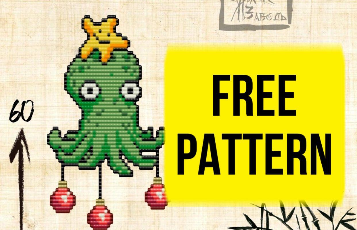 Free beading pattern with funny Christmas octopus design.