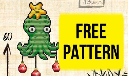 Free beading pattern with funny Christmas octopus design.