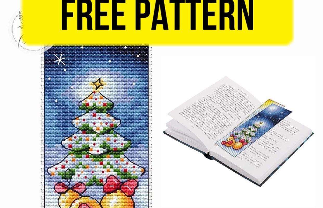 Free cross stitch pattern with a Christmas tree bookmark designed by Antonina Tretyakova.