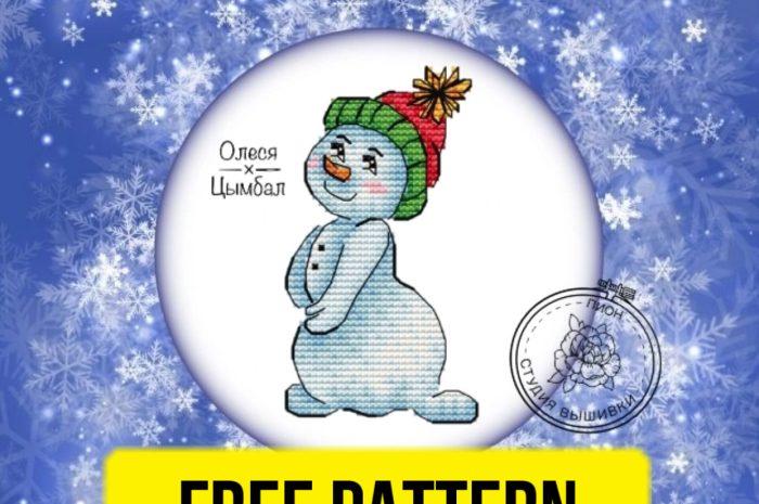 “Snowman Shyness” – free cross stitch pattern