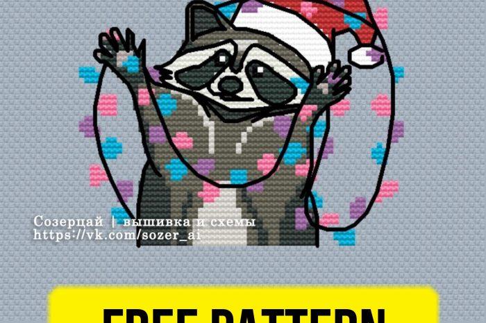 “Christmas raccoon” – free cross stitch pattern