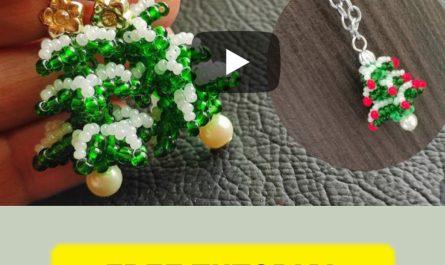 Free beading tutorial how to create beautiful DIY earrings like 3D Christmas tree. Use them to create a gift.