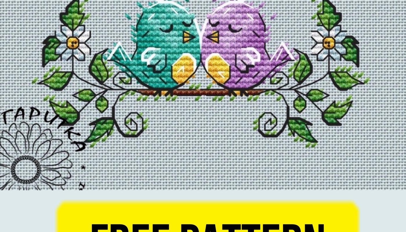 Free cross stitch pattern with lovely birds designed by Margarita Shelikhova.