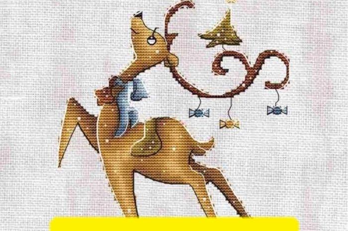 “New Year Deer” – free cross stitch pattern