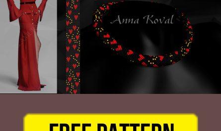 Free beading necklace pattern with St. Valentine’s day design by Anna Koval.