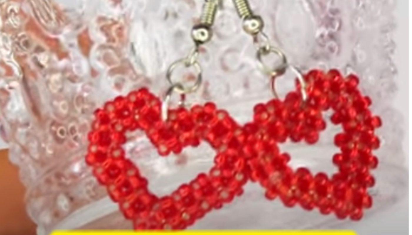 Free beading tutorial how to create beautiful DIY earrings like heart. Use them to create a gift.