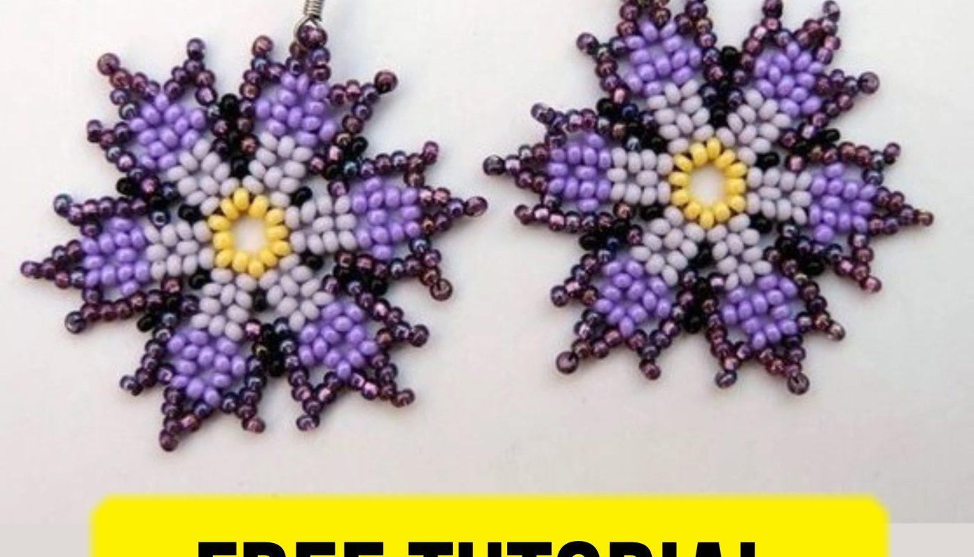 Free beading tutorial how to create beautiful DIY earrings like flowers.