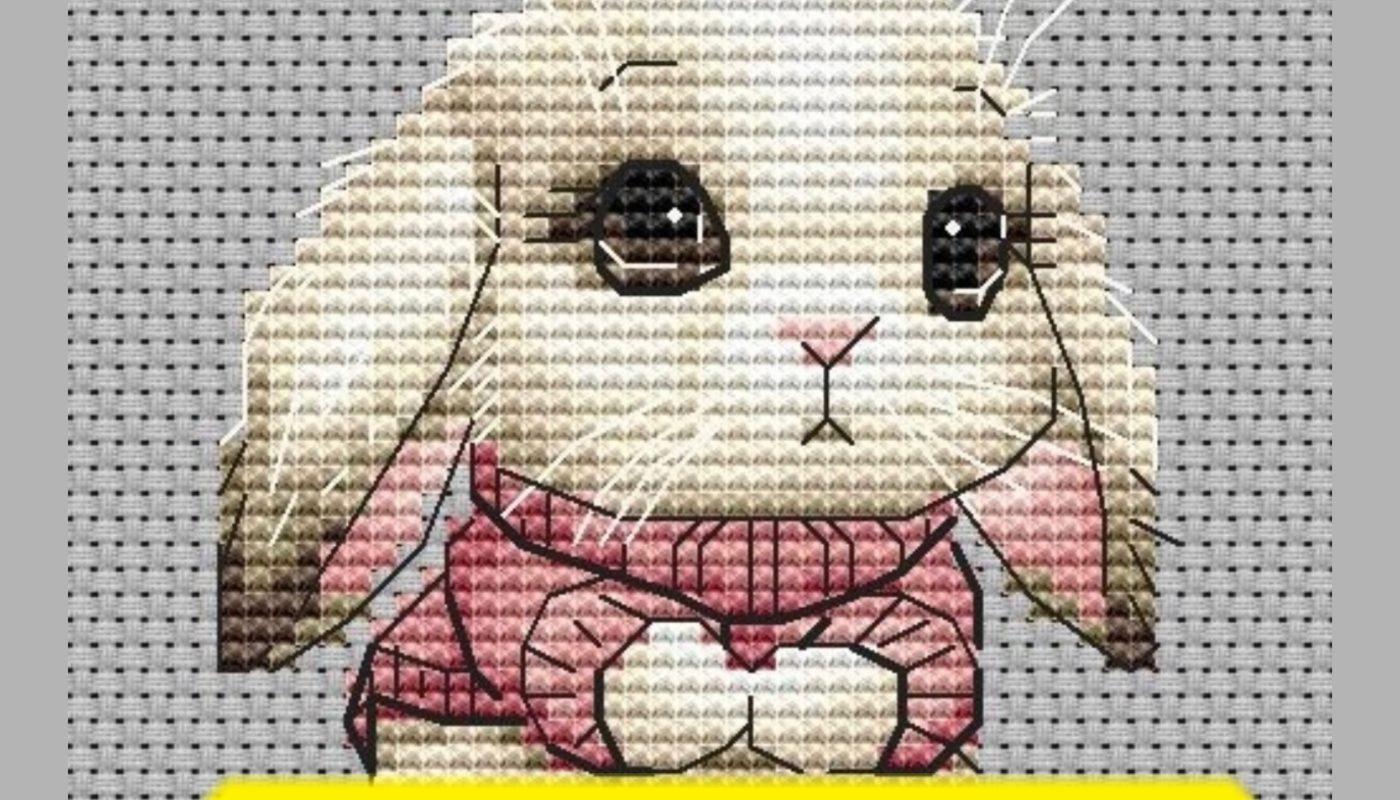 Free cross stitch pattern with a bunny designed by Svetlana Kaimak.