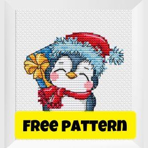 Free cross stitch pattern with a penguin designed by Evgenia Blizzard.