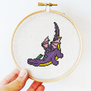 The small cross-stitch pdf printable pattern "Flying Dragon" in modern style.