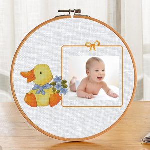 The free cross-stitch pdf printable pattern "Duck Frame" in modern style.